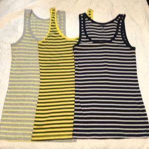 Lot of 3 striped rib knit tank tops, M